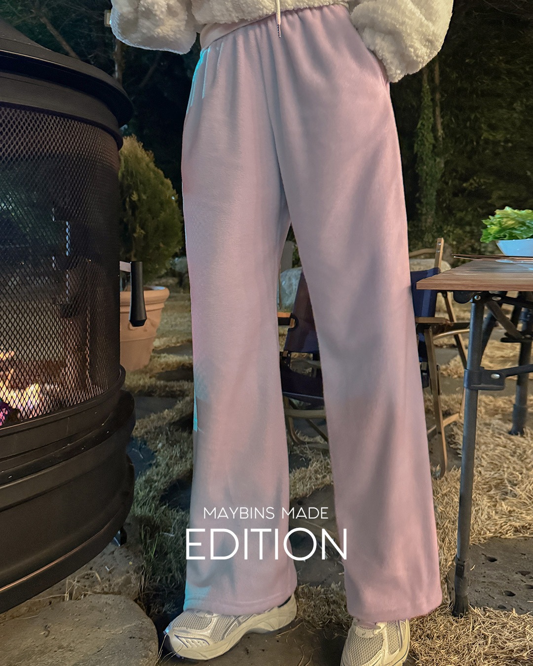 ウエストゴムフリースワイドパンツ韓国ファッション レディース