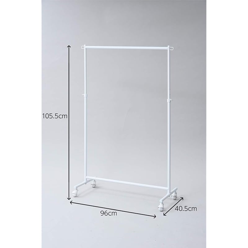 【即納】[山善] ハンガーラック 頑丈 耐荷重85kg シングル 高さ伸縮 キャスター付き 衣類収納 組立品 幅96×奥行40.5×高さ105.5/140.5-160.5cm マットホワイト YIH