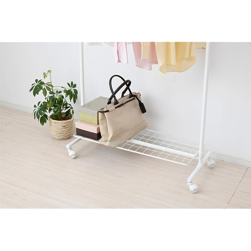 【即納】[山善] ハンガーラック 頑丈 耐荷重85kg シングル 高さ伸縮 キャスター付き 衣類収納 組立品 幅96×奥行40.5×高さ105.5/140.5-160.5cm マットホワイト YIH