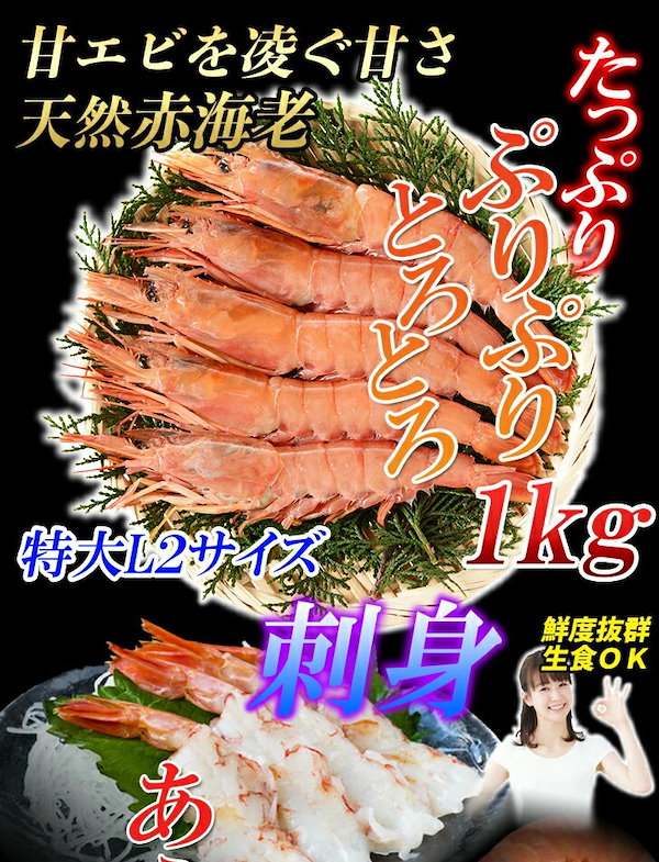 赤海老　2kg　Qoo10]　えび　天然　大型　生食用