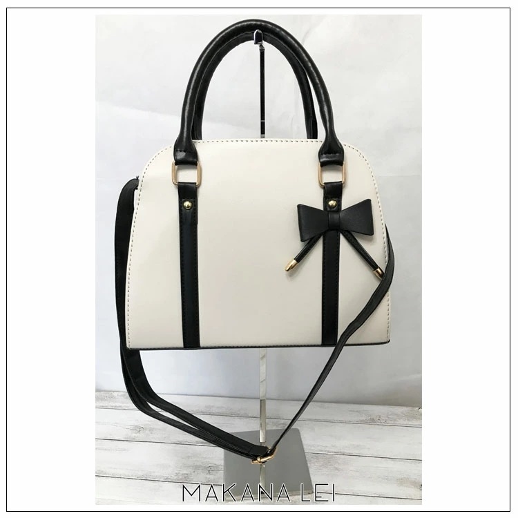 【新作】セール レディース バッグ リボンチャーム付き ハンドバッグ フェイクレザー フォーマル お出かけ 30代 40代 50代 ブラック ホワイト オフィス デイリーバック 通勤 合皮 レディース