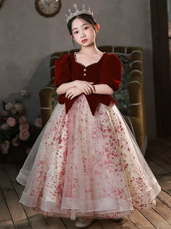 キッズドレス ボリューム袖 リボン ロングドレス ファスナータイプ 袖あり パフ袖 五分袖 ロング丈 膝丈 発表会 ワンピース お姫様 上品 エレガント ゴージャス フォーマル 豪華 誕生日 七五三 キッズドレス ボリューム袖 リボン ロングドレス ファスナータイプ 袖あり パフ袖 五分袖 ロング丈 膝丈 発表会 ワンピース お姫様 上品 エレガント ゴージャス フォーマル 豪華 誕生日 七五三