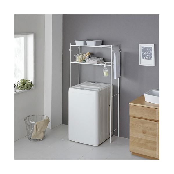 平安伸銅工業洗濯機ラック タオル掛け付き マットホワイト HSR-1WH 1台