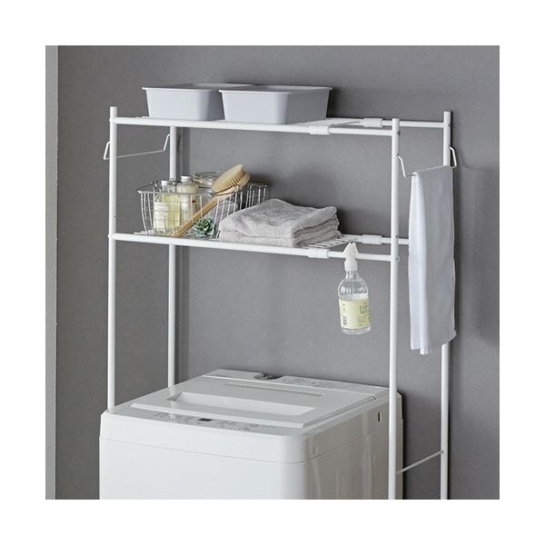 平安伸銅工業洗濯機ラック タオル掛け付き マットホワイト HSR-1WH 1台