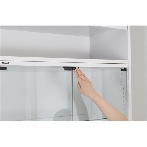 コレクションケース/収納棚 (ワイド ハイタイプ 本体 奥行29cm ホワイト) 幅83.1cm 強化ガラス扉 棚板 (組立品)
