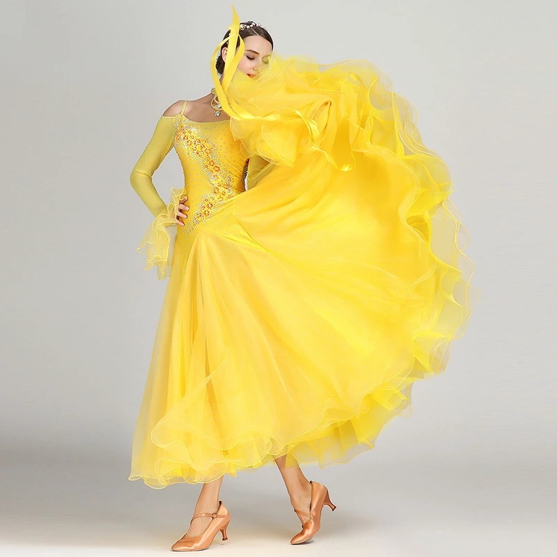 社交ダンスドレス 黄色と可愛いピンク 全8色 社交ダンス衣装 モダン