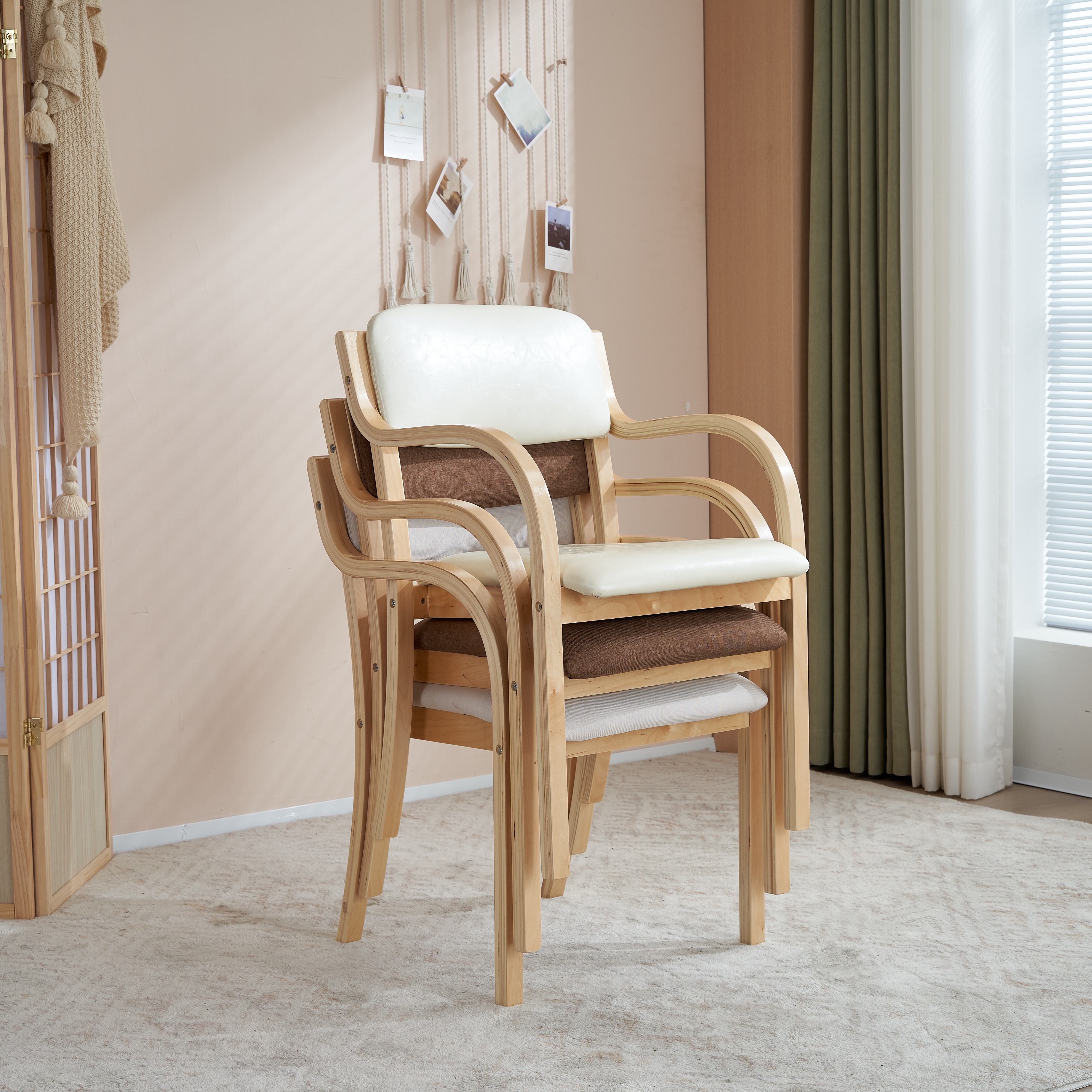 【国内発送M】404【目玉新作】ベージュ PU ダイニングチェア 木製 椅子 介護チェア イス 5色選択可能 リビング 【国内発送M】404【目玉新作】ベージュ PU ダイニングチェア 木製 椅子 介護チェア イス 5色選択可能 リビング