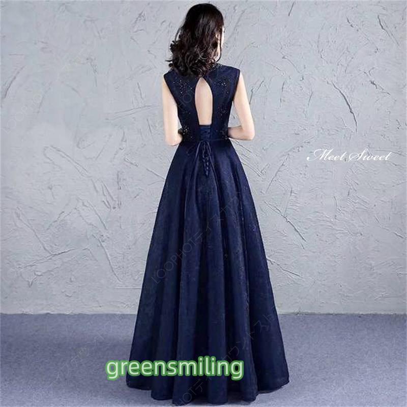 カラードレス Aラインドレス 袖なし レース花柄 ロングドレス ネイビー レッド ウェディングドレス 結婚式 二次会 花嫁 前撮り 演奏会 発表会 ステージ衣装-19 カラードレス Aラインドレス 袖なし レース花柄 ロングドレス ネイビー レッド ウェディングドレス 結婚式 二次会 花嫁 前撮り 演奏会 発表会 ステージ衣装-19