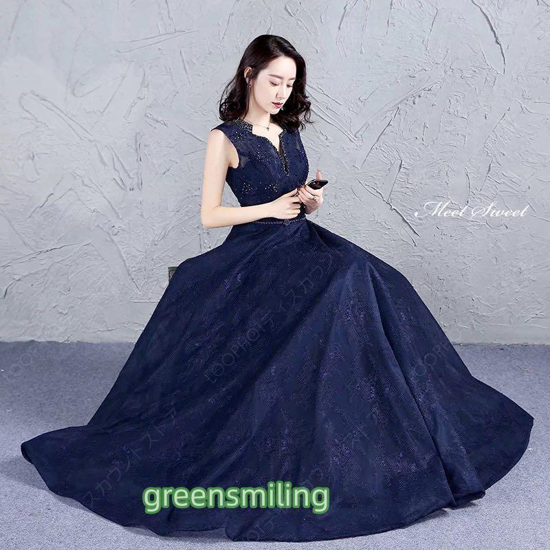 カラードレス Aラインドレス 袖なし レース花柄 ロングドレス ネイビー レッド ウェディングドレス 結婚式 二次会 花嫁 前撮り 演奏会 発表会 ステージ衣装-19 カラードレス Aラインドレス 袖なし レース花柄 ロングドレス ネイビー レッド ウェディングドレス 結婚式 二次会 花嫁 前撮り 演奏会 発表会 ステージ衣装-19