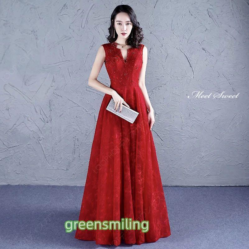 カラードレス Aラインドレス 袖なし レース花柄 ロングドレス ネイビー レッド ウェディングドレス 結婚式 二次会 花嫁 前撮り 演奏会 発表会 ステージ衣装-19 カラードレス Aラインドレス 袖なし レース花柄 ロングドレス ネイビー レッド ウェディングドレス 結婚式 二次会 花嫁 前撮り 演奏会 発表会 ステージ衣装-19