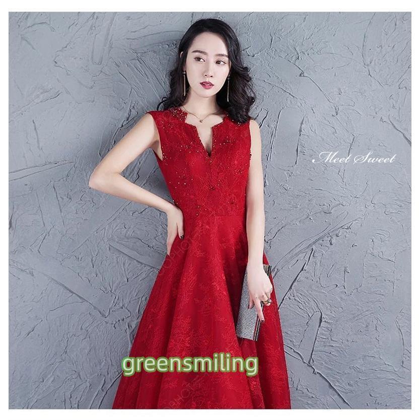 カラードレス Aラインドレス 袖なし レース花柄 ロングドレス ネイビー レッド ウェディングドレス 結婚式 二次会 花嫁 前撮り 演奏会 発表会 ステージ衣装-19 カラードレス Aラインドレス 袖なし レース花柄 ロングドレス ネイビー レッド ウェディングドレス 結婚式 二次会 花嫁 前撮り 演奏会 発表会 ステージ衣装-19