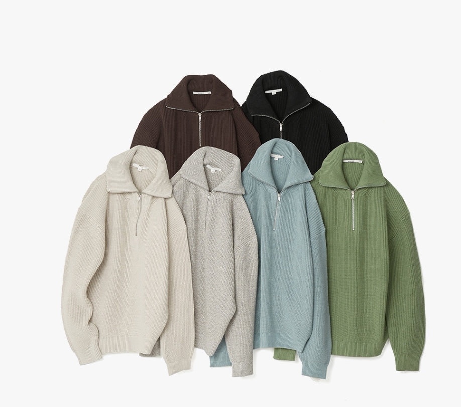 【KIIMUIR】Cotton Washable Hachi Half Zip Up Knit★関税込み KIIMUIR】 COTTON WASHABLE HACHI HALF ZIP UP KNIT : 6 COLOR