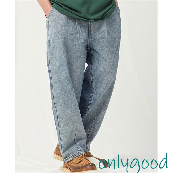 ワイドパンツ デニム メンズ 大きいサイズ デニム 太め ケミカルウォッシュ バギーパンツ 極太 ストリート系 秋冬 ファッション ブランド