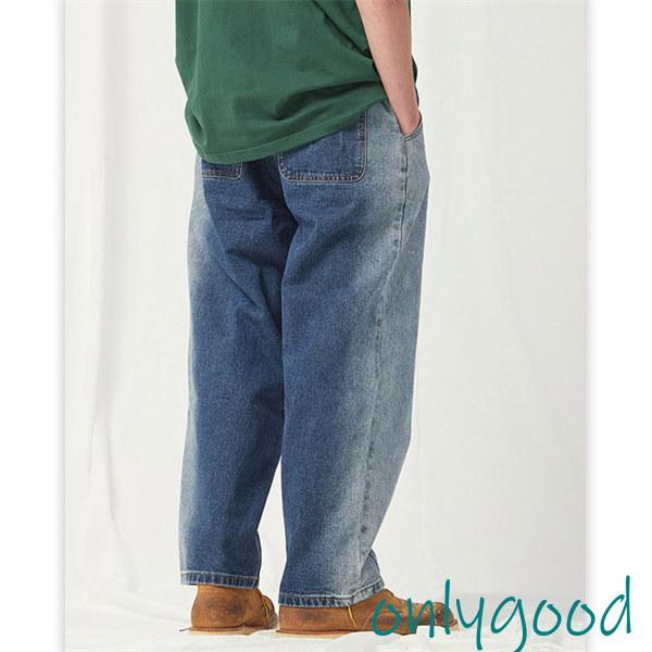 ワイドパンツ デニム メンズ 大きいサイズ デニム 太め ケミカルウォッシュ バギーパンツ 極太 ストリート系 秋冬 ファッション ブランド