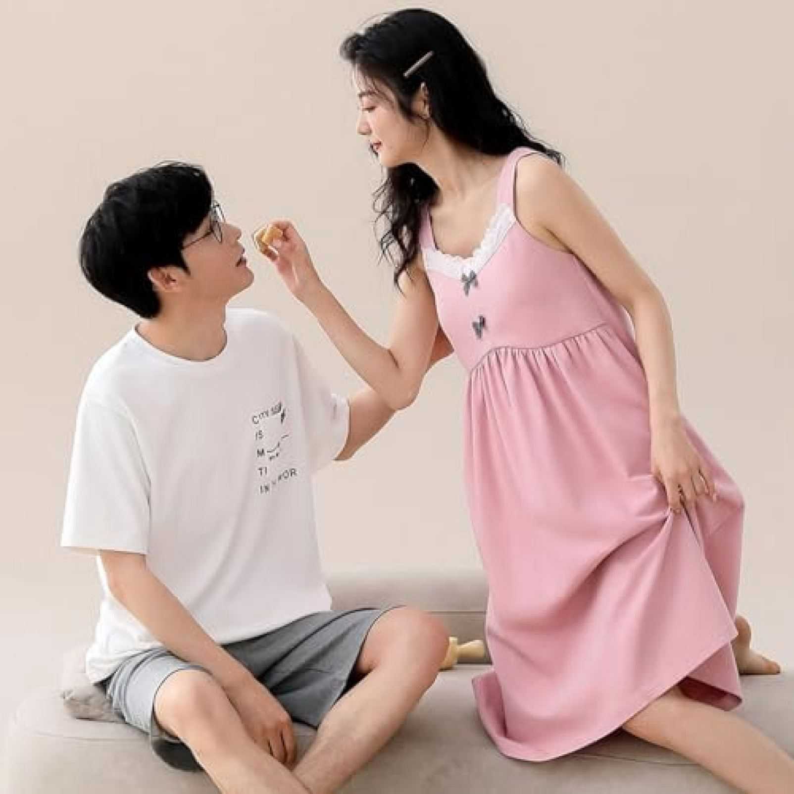 メンズ Tシャツ 半袖 パジャマ 綿100 ルームウェア 短パン ペアパジャマ ルームワンピース レディース 寝間着 ナイトウェア 快適 便利服 通気 快眠 吸汗 プルオーバープル