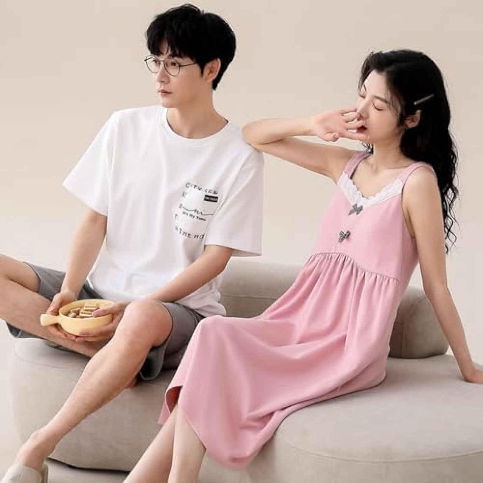 メンズ Tシャツ 半袖 パジャマ 綿100 ルームウェア 短パン ペアパジャマ ルームワンピース レディース 寝間着 ナイトウェア 快適 便利服 通気 快眠 吸汗 プルオーバープル