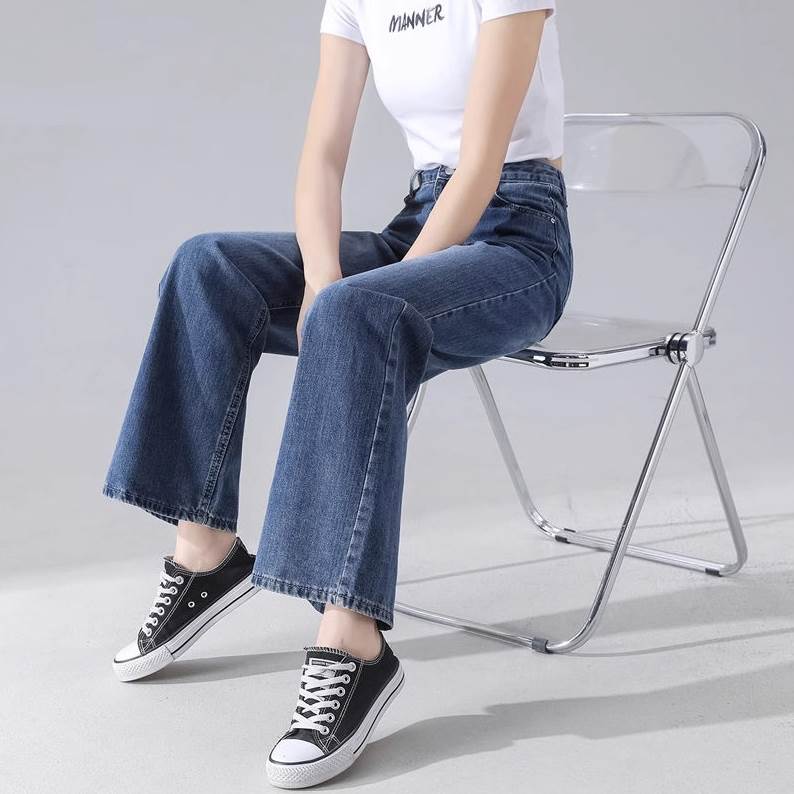 ボトムス パンツ Gパン ジーンズ ズボン ワイドパンツ ワイド ストレート ファスナー ポケット デニム ブルーデニム ハイウエスト シンプル カジュアル かっこいい ラフ ボーイッシュ 無地 春