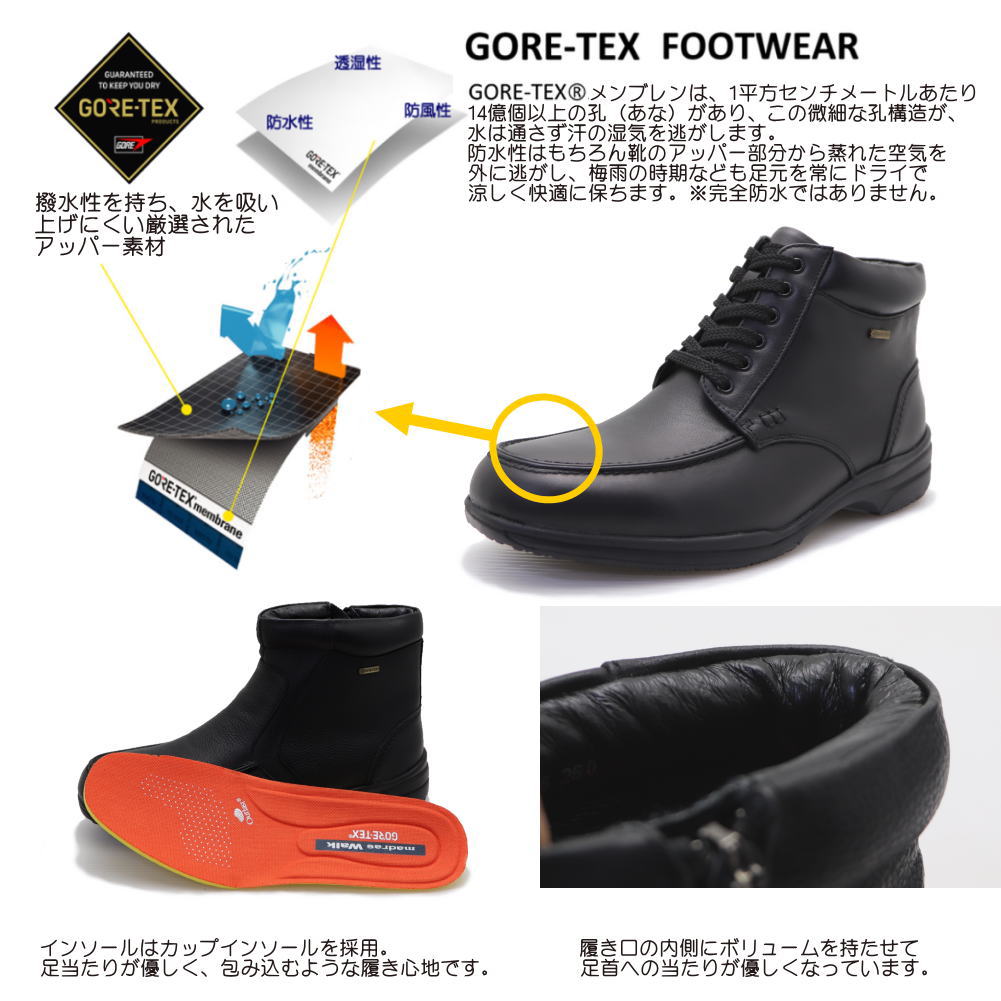 GORE-TEX 幅広4E 寒冷地 防水 ベルトデザインブーツ SPMW5476　5478　5479