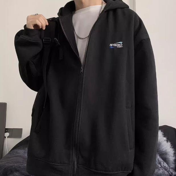 メンズ 男性用 パーカー ミドル丈 長袖 ストリート ヒップホップ ファスナー ポケット フード シンプル カジュアル かっこいい ラフ クール ハンサム シック スタイリッシュ 原宿ファッション