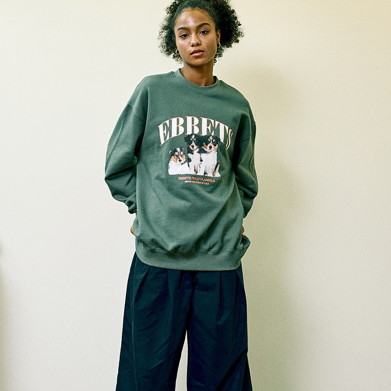 [NCT ヘチャン 着用] [EBBETSFIELD] Border Collie Puppy Sweatshirt 韓国 アイドル レディース メンズ 秋 冬 大きいサイズ