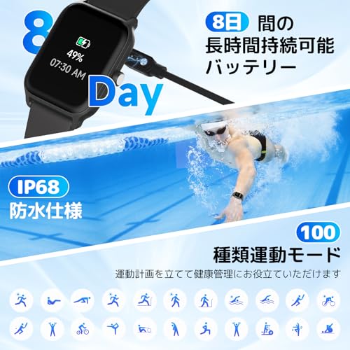 Yoever スマートウォッチ 2024最新 Bluetooth通話付き i Phone対応
