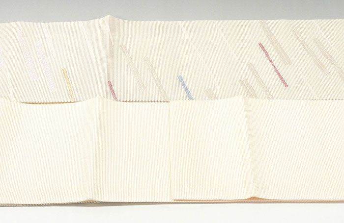 夏物 名古屋帯 新品仕立済 正絹 夏物 京都イシハラ謹製 斜段幾何模様