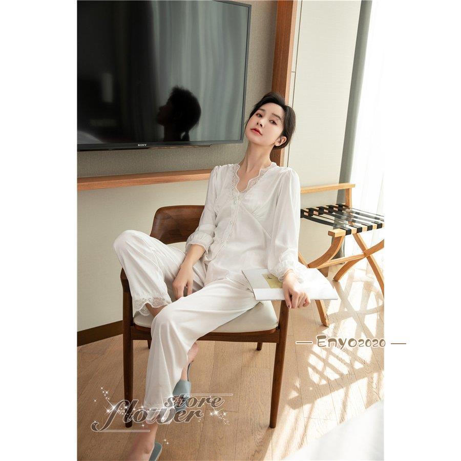 [最安値挑戦]!!パジャマ レディース 前開き 春夏秋 長袖パジャマ セットアップ 上下セット パンツセット 寝巻き 寝間着 ルームウェア 部屋着 おしゃれ