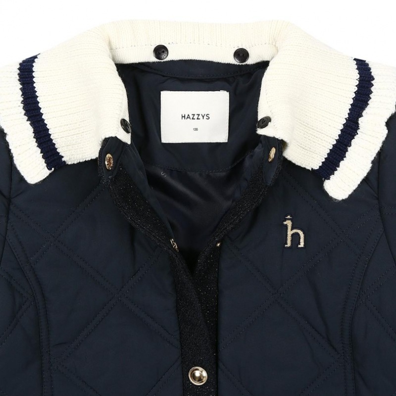 ヘジス キッズ ニットカラー ロング キルティング ジャンパー HUF12JP51M_NV ヘジス キッズ ニットカラー ロング キルティング ジャンパー HUF12JP51M_NV