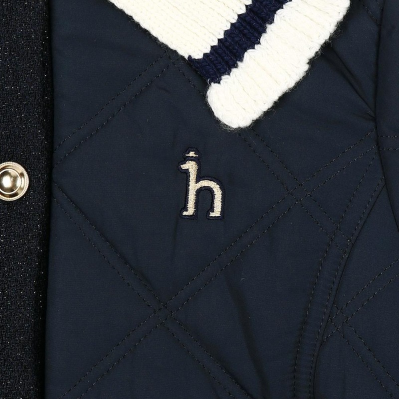 ヘジス キッズ ニットカラー ロング キルティング ジャンパー HUF12JP51M_NV ヘジス キッズ ニットカラー ロング キルティング ジャンパー HUF12JP51M_NV