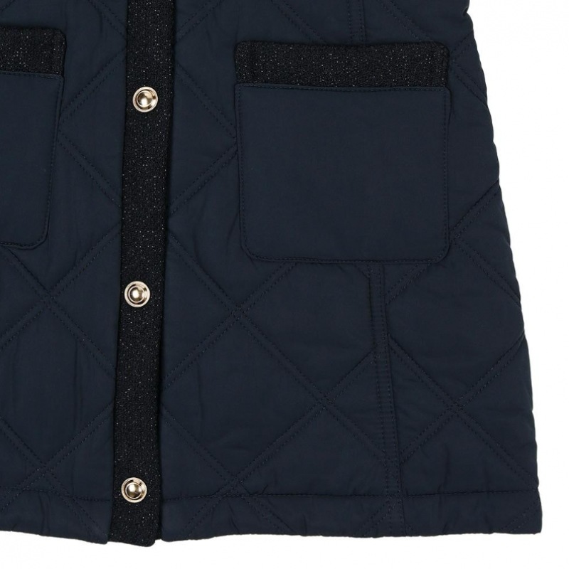 ヘジス キッズ ニットカラー ロング キルティング ジャンパー HUF12JP51M_NV ヘジス キッズ ニットカラー ロング キルティング ジャンパー HUF12JP51M_NV