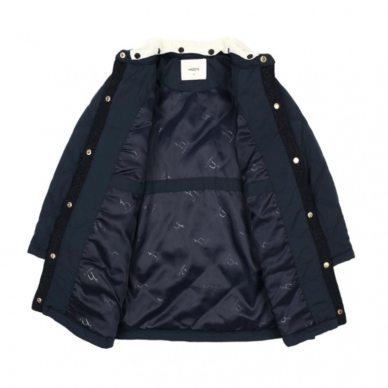 ヘジス キッズ ニットカラー ロング キルティング ジャンパー HUF12JP51M_NV ヘジス キッズ ニットカラー ロング キルティング ジャンパー HUF12JP51M_NV