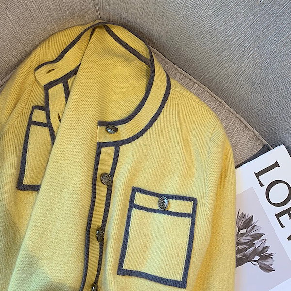 Qoo10] メリヤスのシャツ 黄のショートセーター初