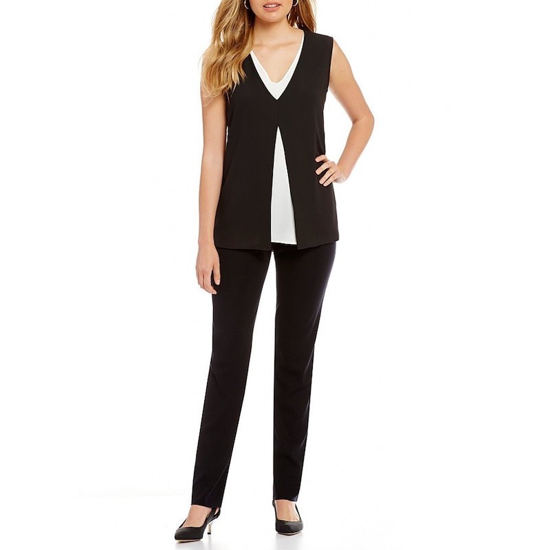 ミソック レディース トップス ブラウス・シャツ【Misook V-Neck Sleeveless Blouse】Black ミソック レディース トップス ブラウス・シャツ【Misook V-Neck Sleeveless Blouse】Black