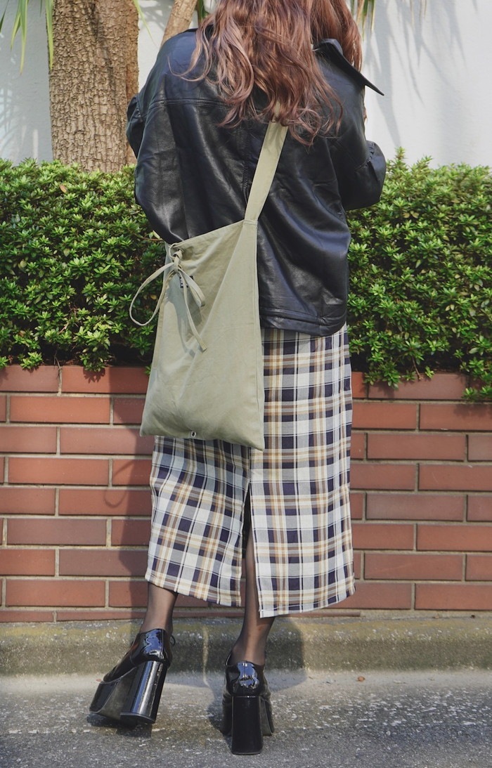 Color Check I-Line Skirt (beige)　A.D.G レディース ファッション ボトムス