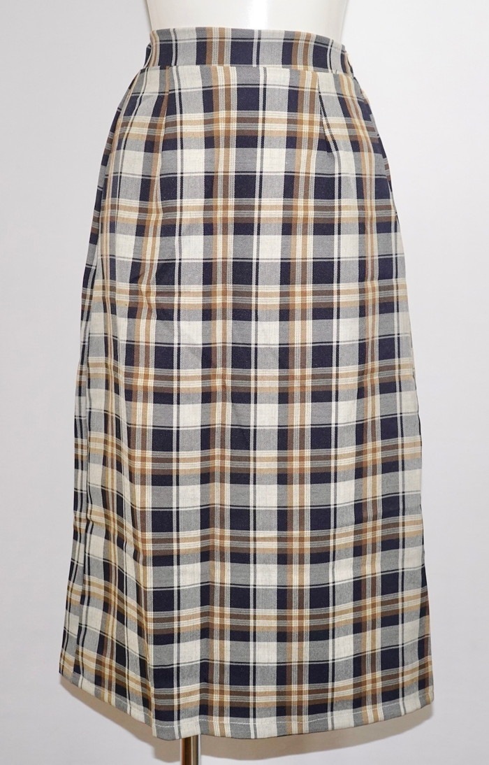 Color Check I-Line Skirt (beige)　A.D.G レディース ファッション ボトムス
