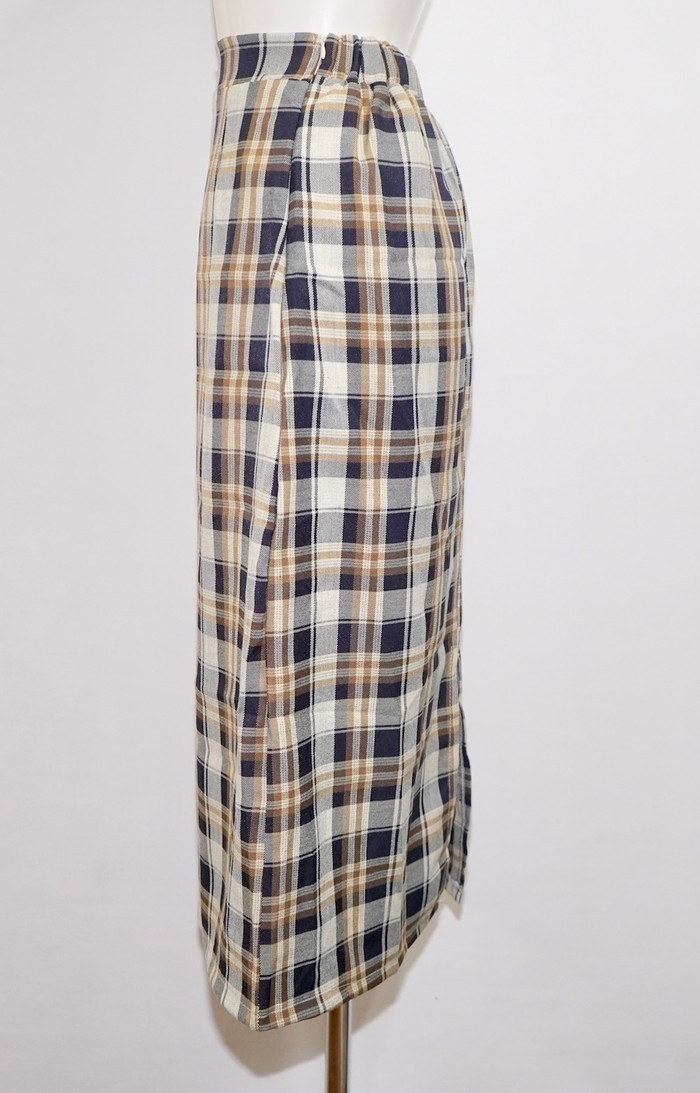 Color Check I-Line Skirt (beige)　A.D.G レディース ファッション ボトムス