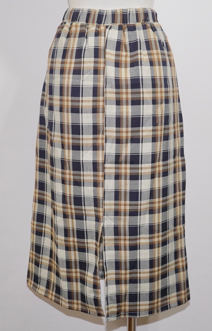 Color Check I-Line Skirt (beige)　A.D.G レディース ファッション ボトムス