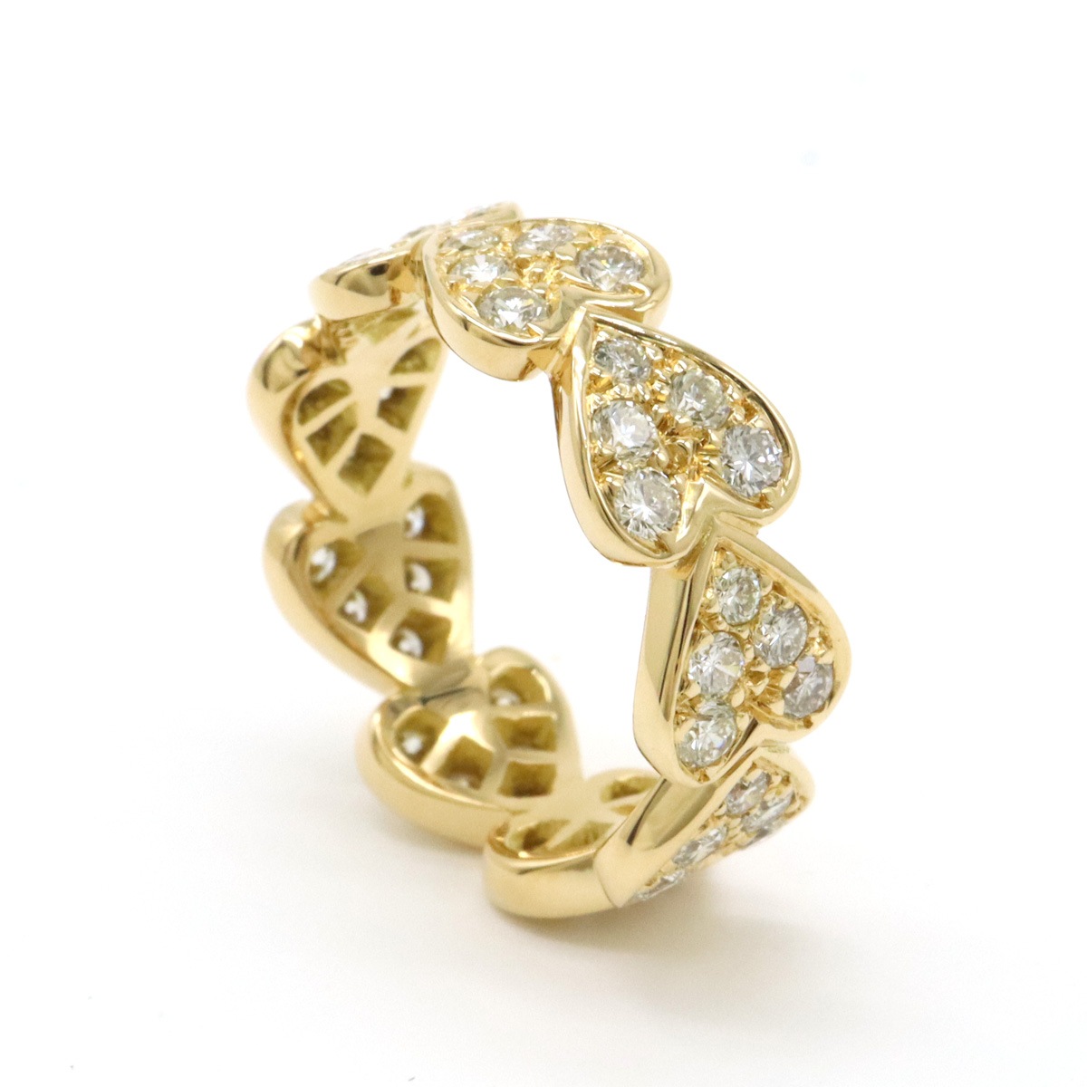 ハートウィズ ダイヤリング 指輪 K18YG 750YG イエローゴールド ダイヤモンド #50 日本サイズ実寸約10 ハートウィズ ダイヤリング 指輪 K18YG 750YG イエローゴールド ダイヤモンド #50 日本サイズ実寸約10