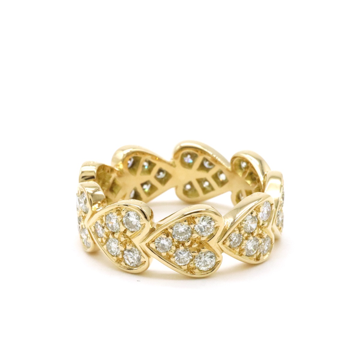 ハートウィズ ダイヤリング 指輪 K18YG 750YG イエローゴールド ダイヤモンド #50 日本サイズ実寸約10 ハートウィズ ダイヤリング 指輪 K18YG 750YG イエローゴールド ダイヤモンド #50 日本サイズ実寸約10