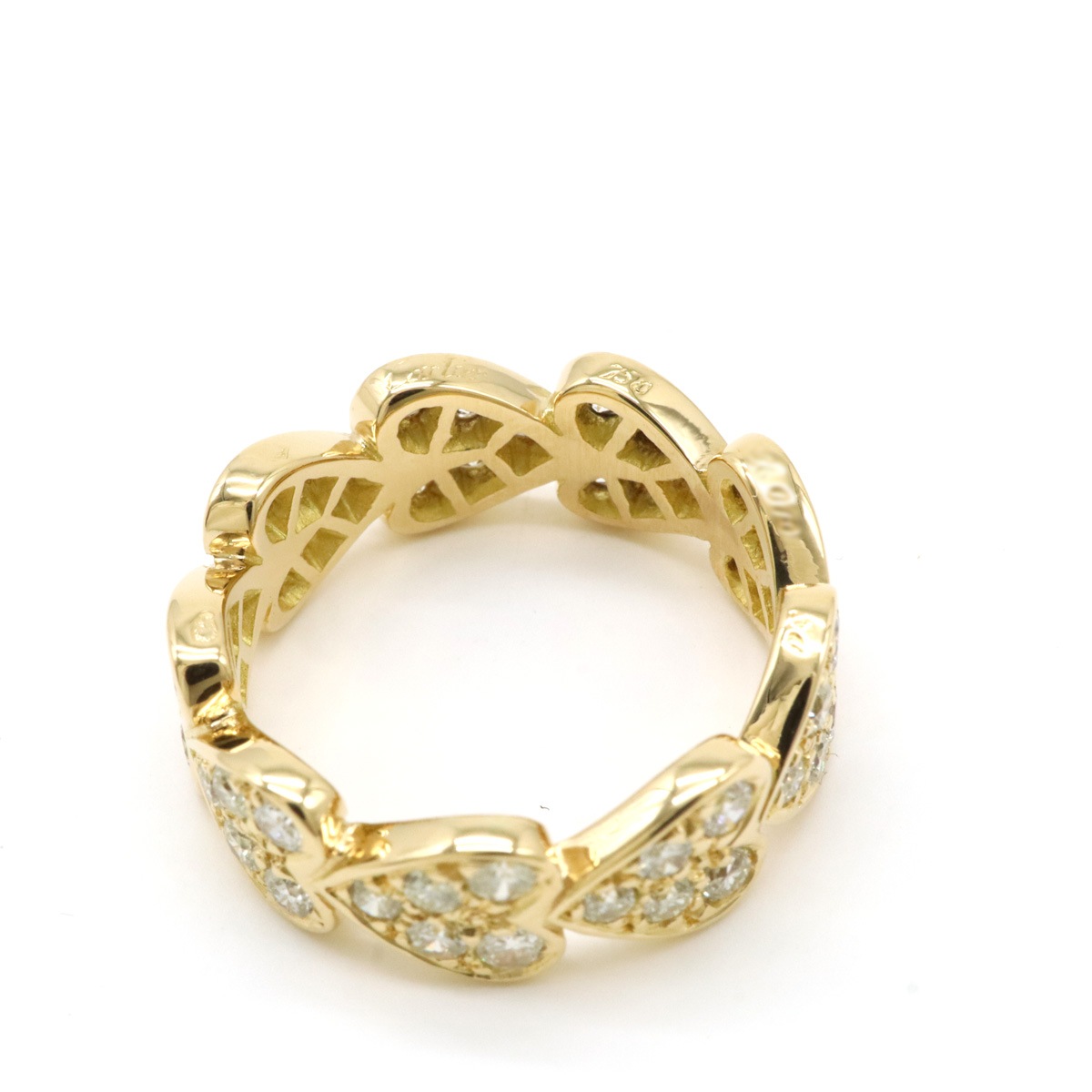 ハートウィズ ダイヤリング 指輪 K18YG 750YG イエローゴールド ダイヤモンド #50 日本サイズ実寸約10 ハートウィズ ダイヤリング 指輪 K18YG 750YG イエローゴールド ダイヤモンド #50 日本サイズ実寸約10