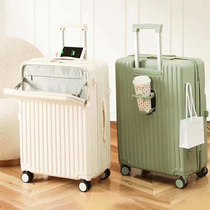 スーツケース 機内持ち込み キャリーケー ス sサイズ 超軽量 USBポート付き カップホルダー付き 前開き キャリーバッグ 出張 旅行
