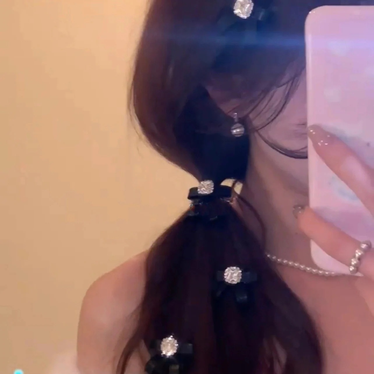 【1つ買うと10個もらえる】メガ割超仙レトロフラッシュドリル黒リボンヘアピンレトロミニプリンセス感サイド前髪挟みアヒル口挟み髪飾り