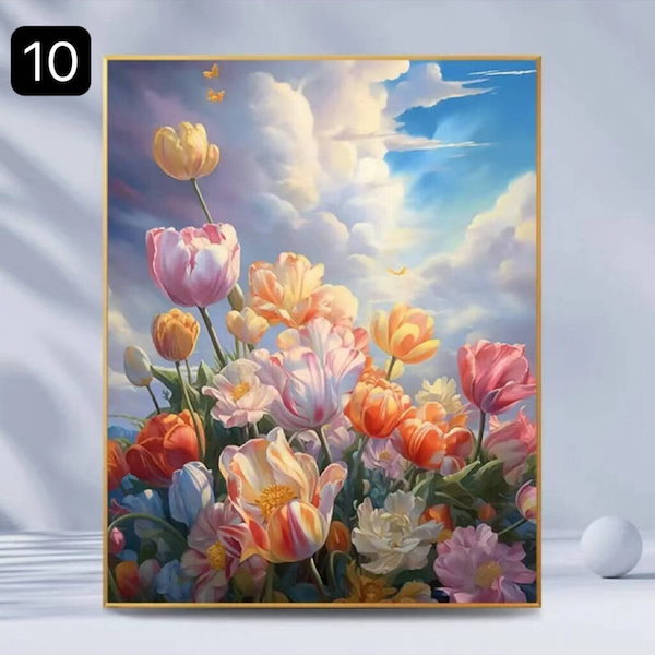 油絵セット Qoo10] 数字油絵 大人の塗り絵 油絵セット ペイ