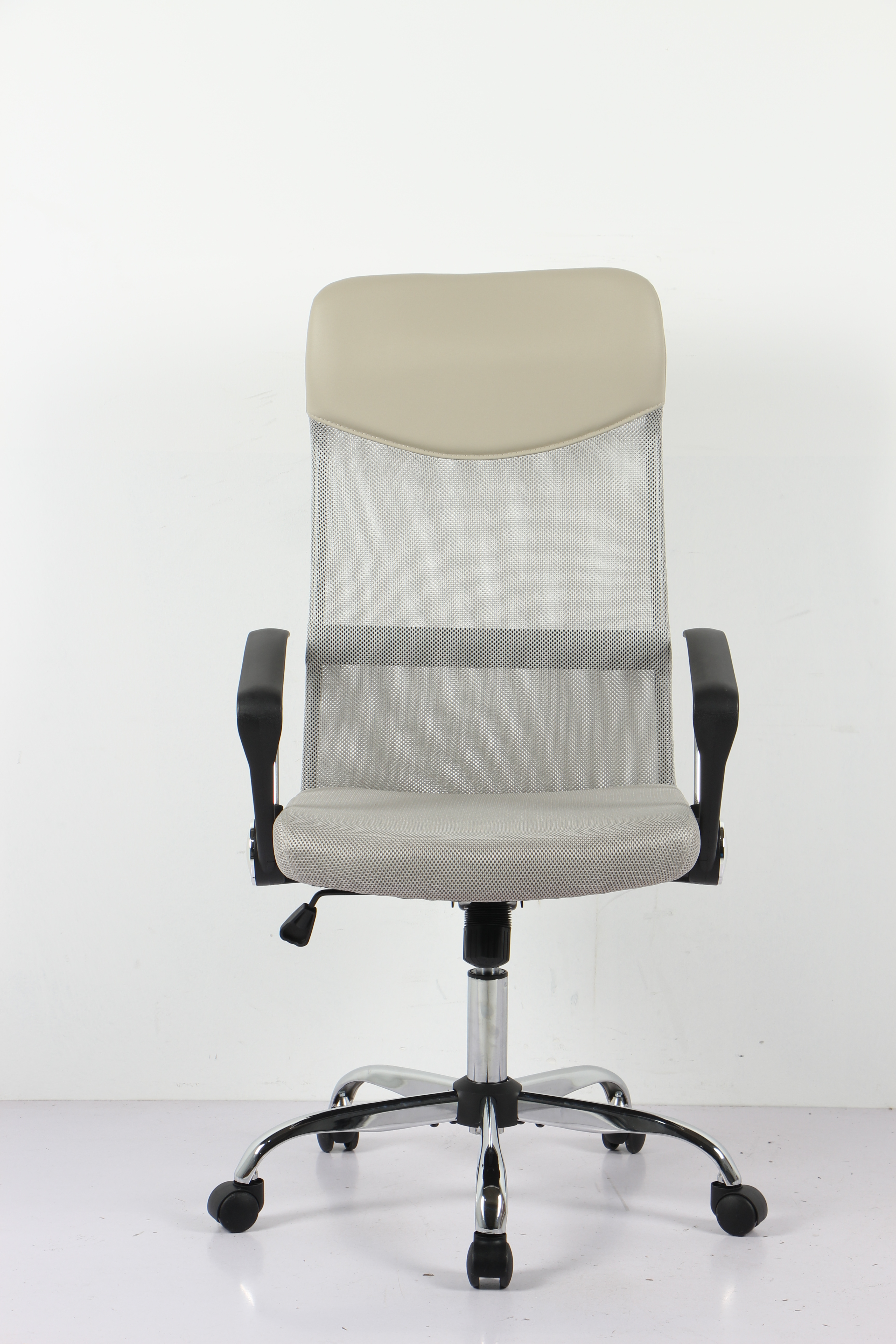 【大好評！最安値挑戦!】【国内即発送】【グレージュ】オフィスチェア メッシュ+PU ハイバック　大人気