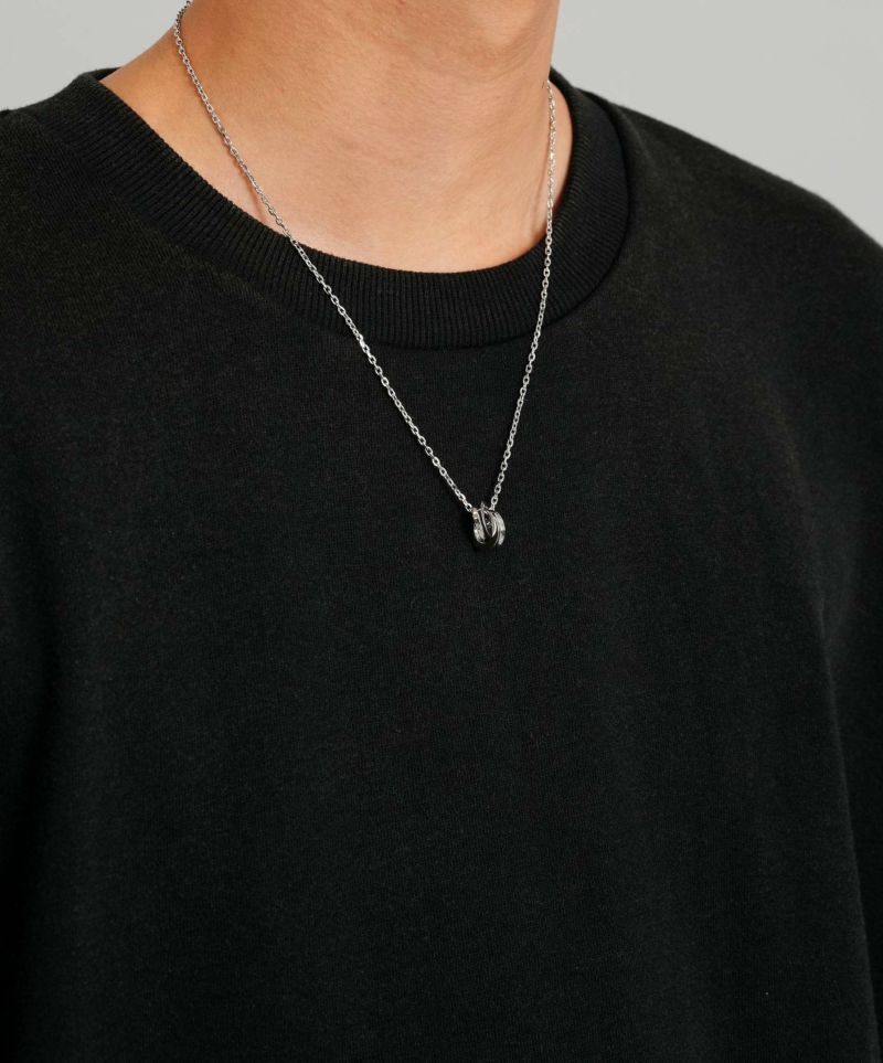 LH-1 リバース ラウンド ダブルリング ネックレス サージカルステンレス316L (金属アレルギー対応) 03NE0525SV ステンレスネックレス LH-1 リバース ラウンド ダブルリング ネックレス サージカルステンレス316L (金属アレルギー対応) 03NE0525SV ステンレスネックレス