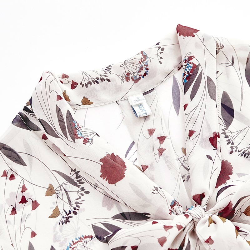 1192.花柄ボウタイイレギュラーヘムワンピース(ホワイト) 1192.花柄ボウタイイレギュラーヘムワンピース(ホワイト)