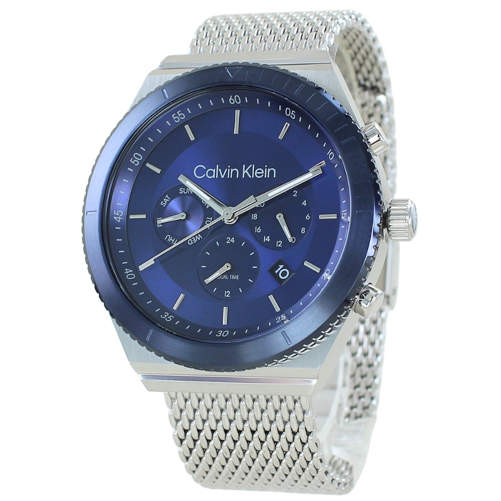腕時計ケース付き カルバンクライン 腕時計 手表 メンズ デュアルタイム 2つの時間 海外旅行 出張 ブルー おしゃれ ビジネス シンプル ブランド メンズ腕時計 アナログ 時計 仕事用 ギフト 誕生