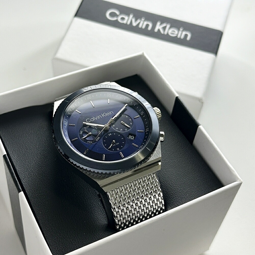 腕時計ケース付き カルバンクライン 腕時計 手表 メンズ デュアルタイム 2つの時間 海外旅行 出張 ブルー おしゃれ ビジネス シンプル ブランド メンズ腕時計 アナログ 時計 仕事用 ギフト 誕生