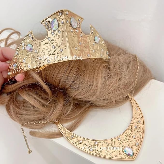 ハロウィン 眠れる森の美女 オーロラ姫 ドレス コスプレティアラ+ネックレス ハロウィン 眠れる森の美女 オーロラ姫 ドレス コスプレティアラ+ネックレス