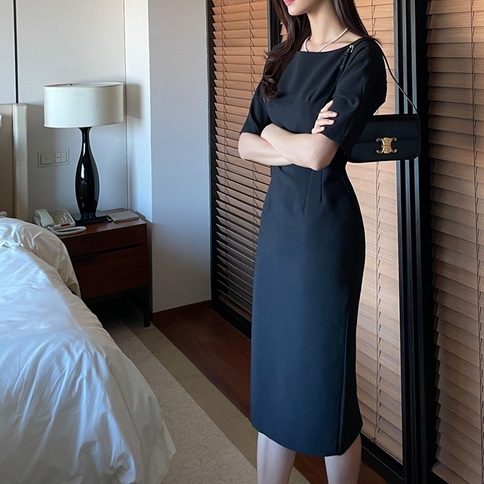 ワンピース 結婚式 袖あり スリム パーティードレス 卒園 入学 ワンピース 結婚式 秋冬 袖あり スリム パーティードレス 卒園式